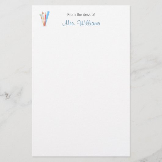 ペイントブラシペンシルアートクラフトスクール先生 便箋 (正面)