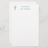 ペイントブラシペンシルアートクラフトスクール先生 便箋 (正面/裏面)