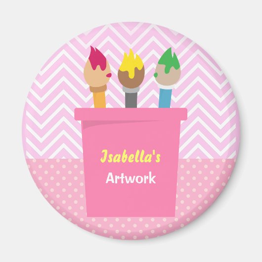 ペイントブラシリトルアーティストガールズ冷蔵庫用マグネット マグネット (正面)