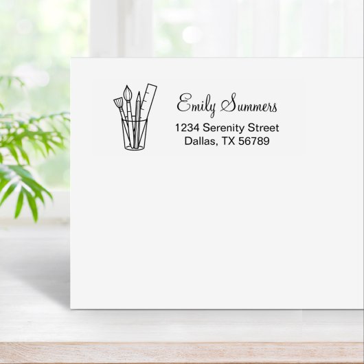 ペイントブラシ鉛筆ルーラーアートクラフト用品アドレス ラバースタンプ