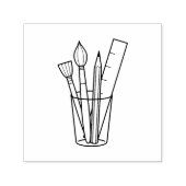 ペイントブラシ鉛筆ルーラーアートクラフト用品 セルフインキングスタンプ (デザイン)