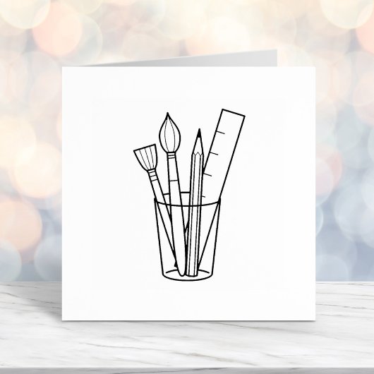 ペイントブラシ鉛筆ルーラーアートクラフト用品 セルフインキングスタンプ