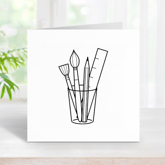 ペイントブラシ鉛筆ルーラーアートクラフト用品 ラバースタンプ