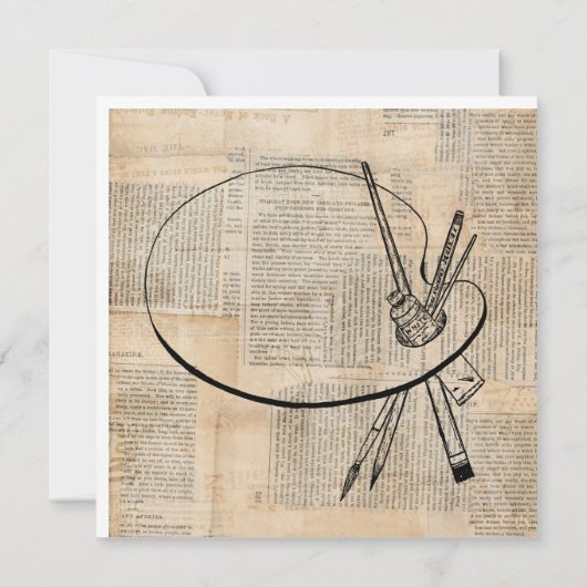 ペイントブラシ&パ絵を描レットヴィンテージアート カード (裏面)