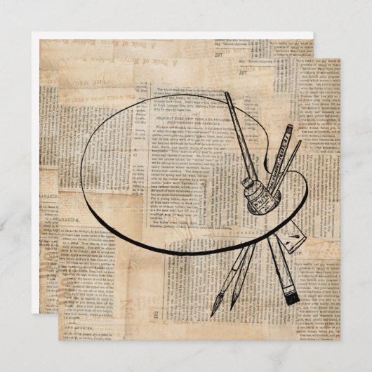 ペイントブラシ&パ絵を描レットヴィンテージアート シーズンカード (正面/裏面)