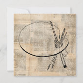 ペイントブラシ&パ絵を描レットヴィンテージアート 招待状 (正面)