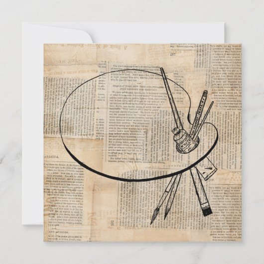 ペイントブラシ&パ絵を描レットヴィンテージアート 招待状 (正面)