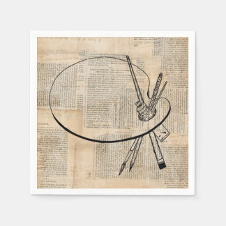 ペイントブラ絵を描シ&パレットヴィンテージアート スタンダードカクテルナプキン