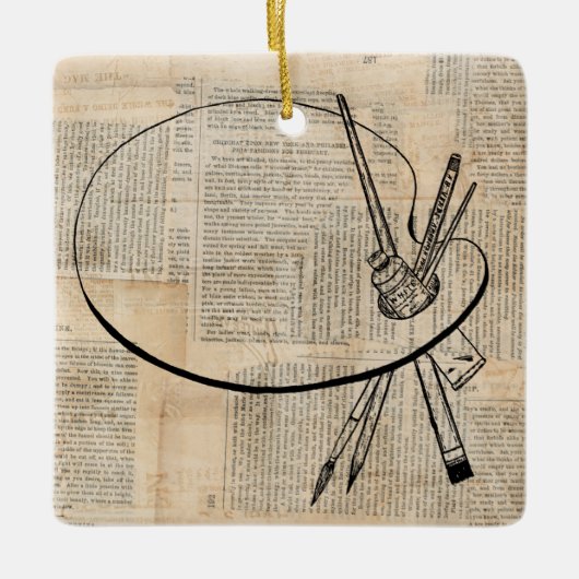 ペイントブラ絵を描シ&パレットヴィンテージアート セラミックオーナメント (正面)