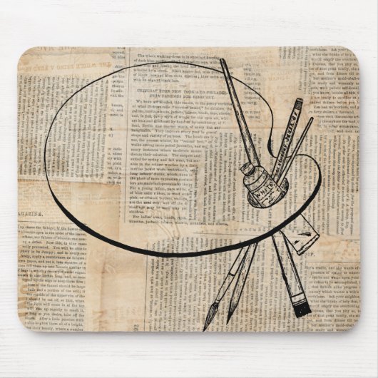 ペイントブラ絵を描シ&パレットヴィンテージアート マウスパッド (正面)