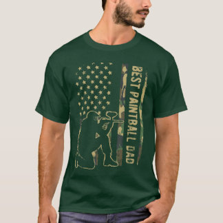 ペイントボールお父さん カモフラージュ アメリカ国旗 父の日 ギフト Tシャツ