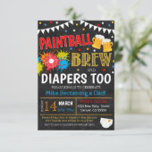 ペイントボールとビールベビーシャワー招待状 招待状 (スタンド正面)