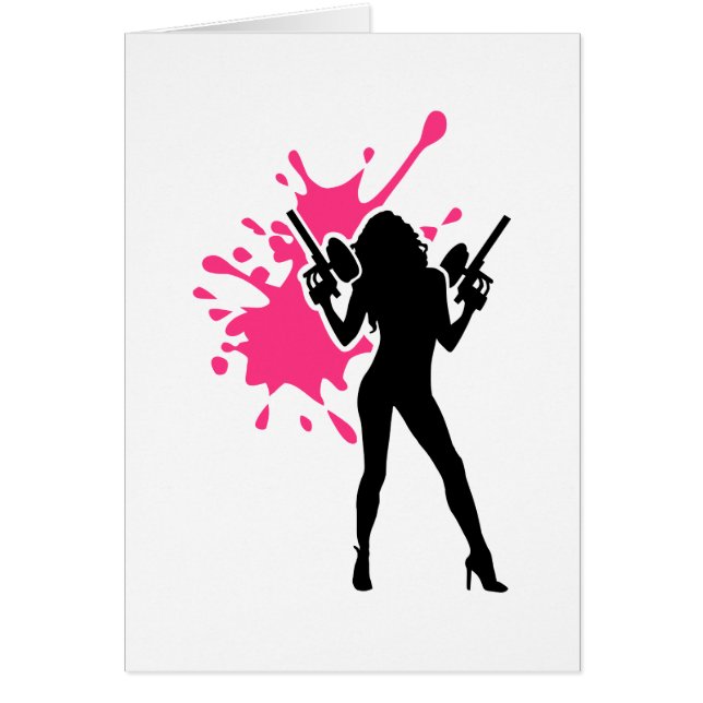 ペイントボールのしぶきの女性の女の子 (正面)