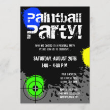 ペイントボールのパーティの招待状|のカスタムの招待