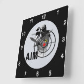 ペイントボールの射手の目標 スクエア壁時計 (傾斜)