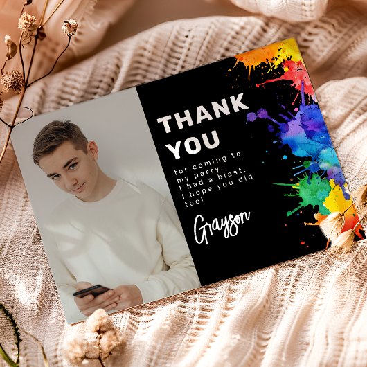 ペイントボールの誕生日パーティー サンキューカード