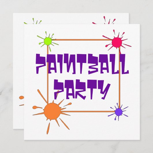 ペイントボールの集まりのパーティの招待状の招待 招待状 (正面/裏面)