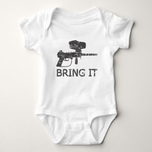ペイントボールはそれを持って来ます ベビーボディスーツ (正面)