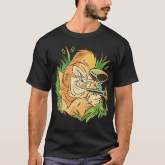 ペイントボールガン動物おもしろい付きゴリラ Tシャツ