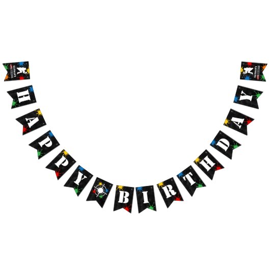 ペイントボールキッズハッピーバースデー バンティングフラッグ (全)