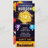 ペイントボールチケットパス誕生日パーティーの招待状 招待状 (正面/裏面)