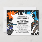 ペイントボールテーマバースデーパーティーキッド招待状 招待状 (正面)