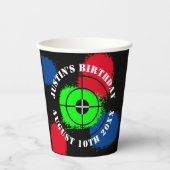 ペイントボールテーマ誕生日パーティーカッ子供へプ 紙コップ (正面)