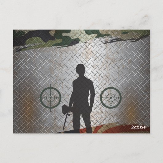 ペイントボールバースデーパーティー軍隊迷彩柄USAインビタット ポストカード (裏面)