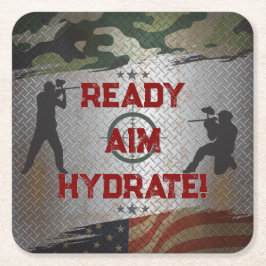 ペイントボールバースデーパーティー軍隊迷彩柄USA スクエアペーパーコースター