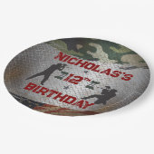 ペイントボールバースデーパーティー軍隊迷彩柄USA ペーパープレート (アングル)