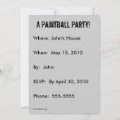 ペイントボールパーティの招待状(デザイン2) 招待状 (裏面)