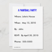 ペイントボールパーティの招待状 招待状 (裏面)