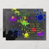 ペイントボールパーティーシャルボードグレースプラット招待状 招待状 (正面/裏面)