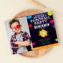 ペイントボールパーティー誕生日フォト招待状 招待状