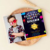 ペイントボールパーティー誕生日フォト招待状 招待状