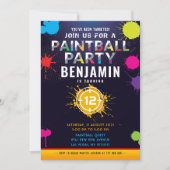 ペイントボールパーティー誕生日招待状 招待状 (正面)