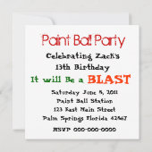 ペイントボールパーティー スプラッター招待状 招待状 (裏面)