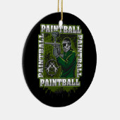 ペイントボールプレーヤーの緑のチーム セラミックオーナメント (右)