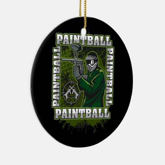 ペイントボールプレーヤーの緑のチーム セラミックオーナメント (右)