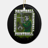 ペイントボールプレーヤーの緑のチーム セラミックオーナメント (左)