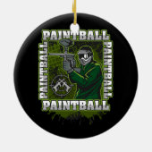 ペイントボールプレーヤーの緑のチーム セラミックオーナメント (裏面)