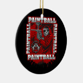 ペイントボールプレーヤーの赤いチーム色 セラミックオーナメント (右)