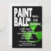 ペイントボールラジオアクティブ誕生日 招待状 (正面)