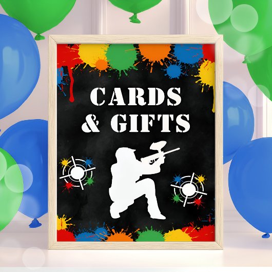 ペイントボール子供の誕生日パーティーカード&ギフトサイン ポスター