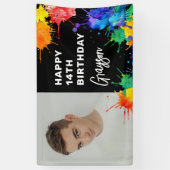 ペイントボール撮影 バースデーパーティー招待状 横断幕 (縦)