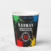 ペイントボール絵を描おもしろい(ばちゃばちゃ)跳ねる子供の誕生日パーティー 紙コップ (裏面)