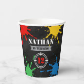 ペイントボール絵を描おもしろい(ばちゃばちゃ)跳ねる子供の誕生日パーティー 紙コップ (正面)