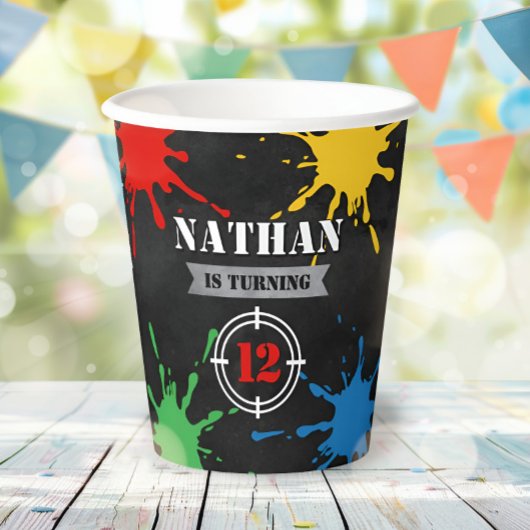 ペイントボール絵を描おもしろい(ばちゃばちゃ)跳ねる子供の誕生日パーティー 紙コップ