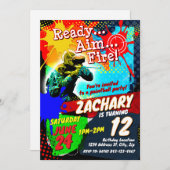 ペイントボール誕生日の招待状 招待状 (正面/裏面)