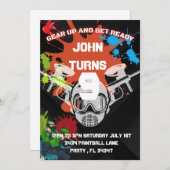 ペイントボール誕生日パーティーへの招待 招待状 (正面/裏面)